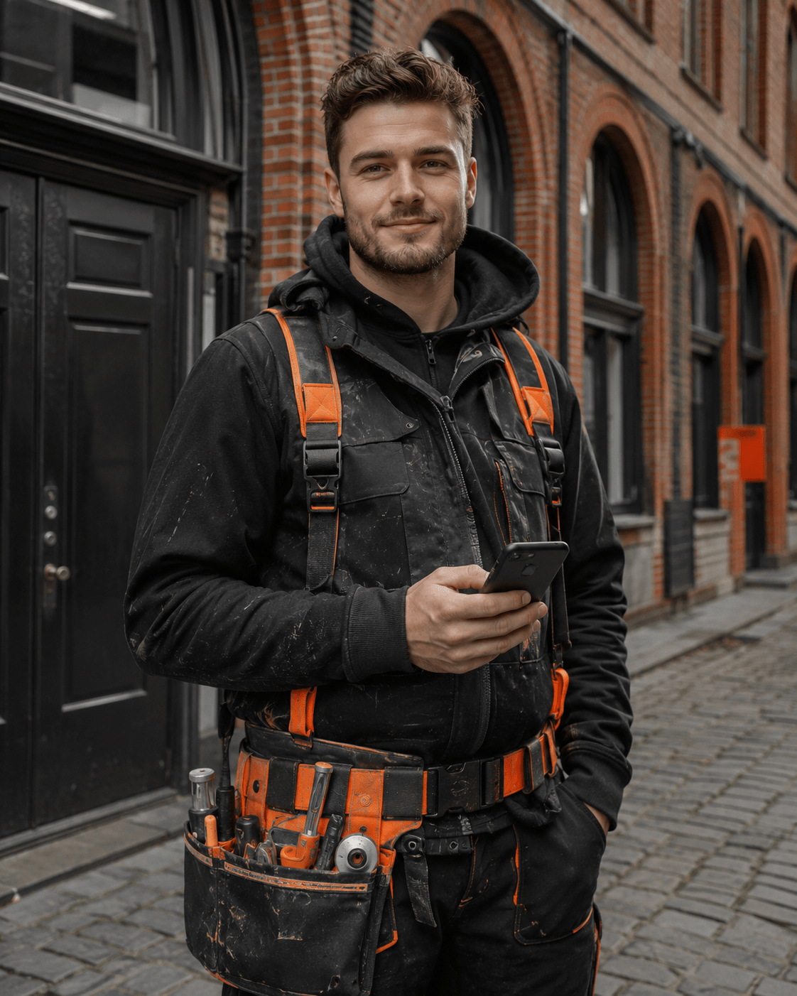 Handwerker in Bad Doberan mit Smartphone - professionelle Website für lokale Dienstleister